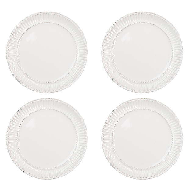 HAES DECO - Ontbijtborden set van 4 - Formaat Ø 21x2 cm - Porselein - Plain