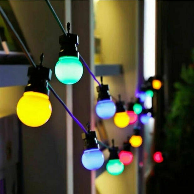 Homezie Lichtsnoer 13 meter met 20 LED bulbs RGB Waterdicht Koppelbaar & Dimbaar Lampjes slinger