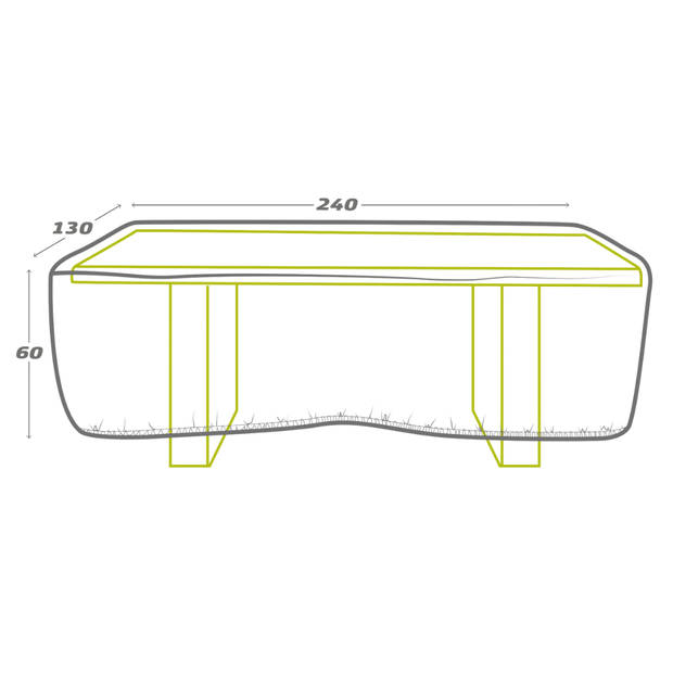 HIXA Aktive Tuintafelhoes - Beschermhoes - Overtrek - Grijs - 240x130x60cm