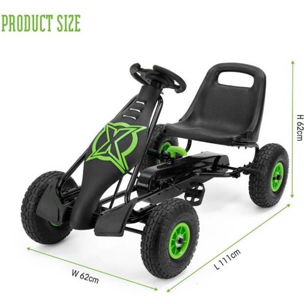 Xootz Viper Go Kart Skelter Junior Zwart/Groen