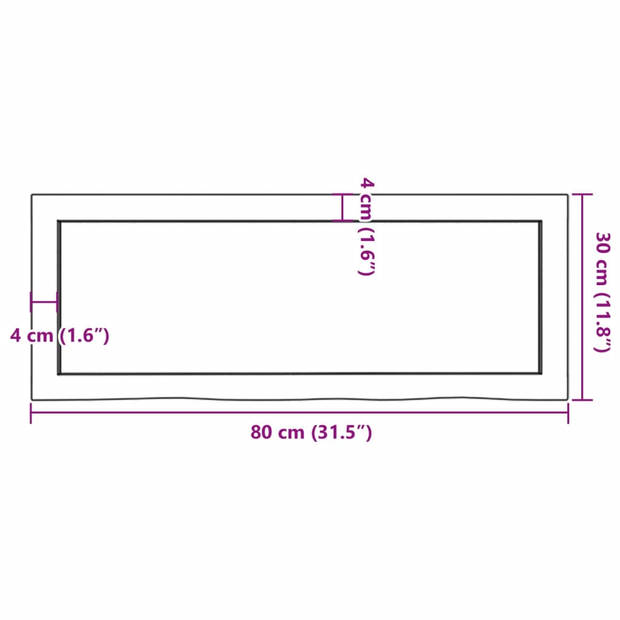 vidaXL Wandschap 80x30x(2-6) cm onbehandeld massief eikenhout