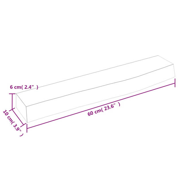 vidaXL Wandschap 60x10x6 cm behandeld massief eikenhout lichtbruin