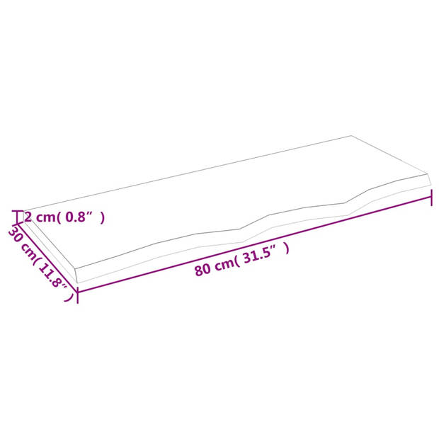 vidaXL Wandschap 80x30x2 cm onbehandeld massief eikenhout