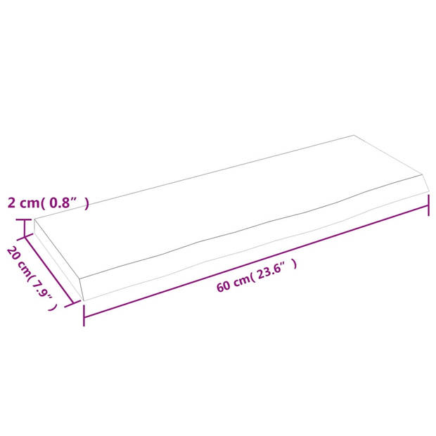 vidaXL Wandschap 60x20x2 cm onbehandeld massief eikenhout