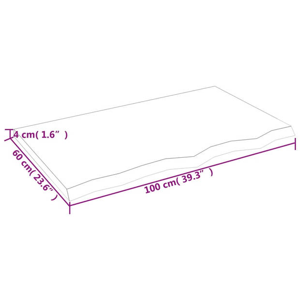 vidaXL Tafelblad 100x60x(2-4)cm behandeld massief eikenhout lichtbruin