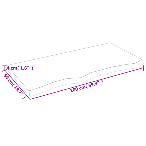 vidaXL Tafelblad 100x50x(2-4)cm behandeld eikenhout donkerbruin