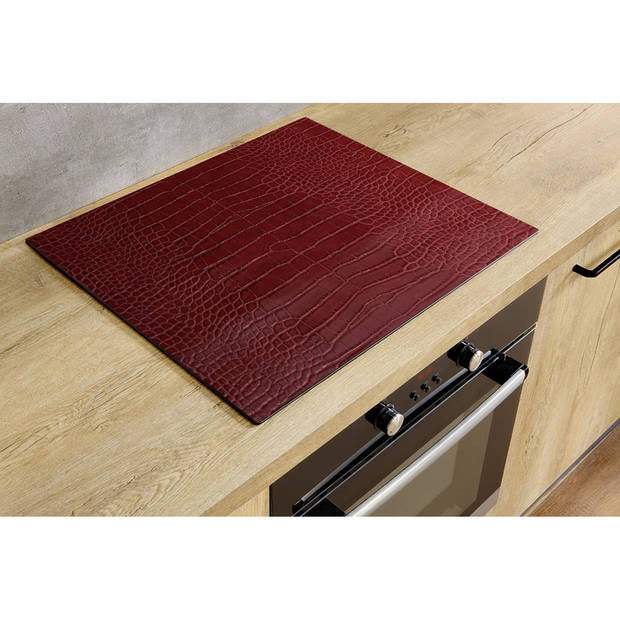 Inductiebeschermer - Rood Leer - 58.3x51.3 cm