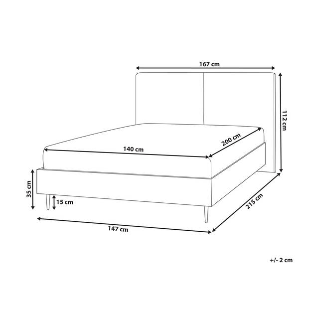 Beliani IZERNORE - Tweepersoonsbed-Grijs-Polyester