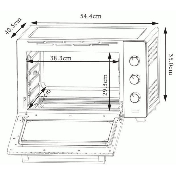 Mini oven CONTINENTAL EDISON MF38N Zwart B54.35 x H36.6 x D41.15 cm 38L