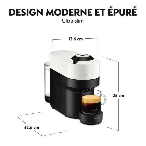 Krups Nespresso YY4889fd Virtue White Pop Coffee Capsules, Compact Coffee Maker, 4 Cup Maten, Espresso, Bluetooth