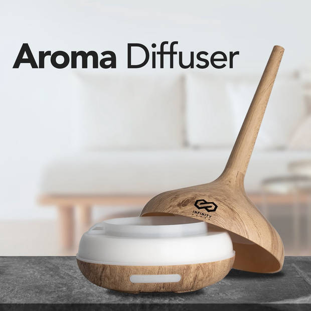 Infinity Goods Aroma Diffuser Incl. 2x 10ml Pure Etherische Olie - Luchtbevochtiger - Verdamper - 10 LED kleuren -