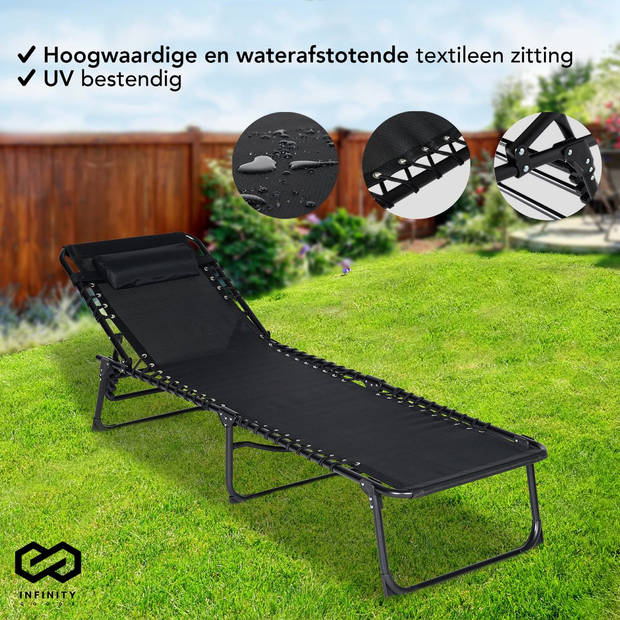 Infinity Goods Ligbedden (set van 2) - Opvouwbaar - Inclusief Hoofdkussen - Zonnebedden - Ligstoelen - Verstelbaar -