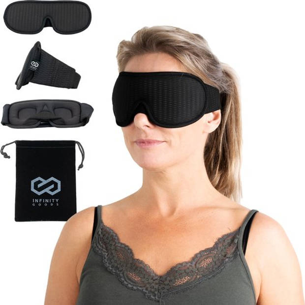Infinity Goods Slaapmasker - Inclusief Luxe Opberghoes - 3D Ademend Traagschuim - 100% Verduisterend - Vrouwen en Mannen