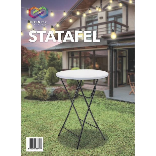 Infinity Goods Stevige Statafel Incl. Zwarte Statafelrok - Partytafel - Robuust en Weersbestendig - Inklapbaar - 80cm x