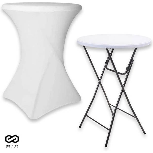 Infinity Goods Stevige Statafel Incl. Witte Statafelrok - Partytafel - Robuust en Weersbestendig - 80cm x 110cm -