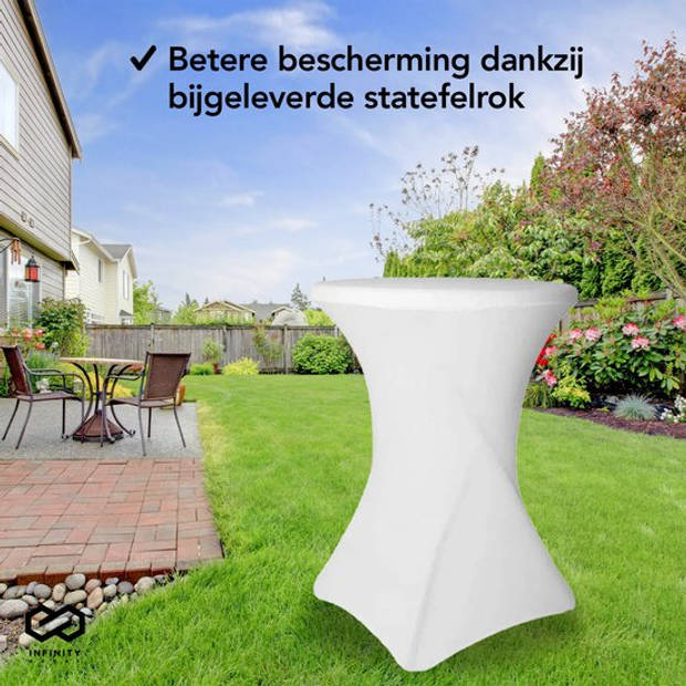 Infinity Goods Stevige Statafel Incl. Witte Statafelrok - Partytafel - Robuust en Weersbestendig - 80cm x 110cm -