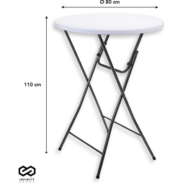 Infinity Goods Stevige Statafel Incl. Witte Statafelrok - Partytafel - Robuust en Weersbestendig - 80cm x 110cm -