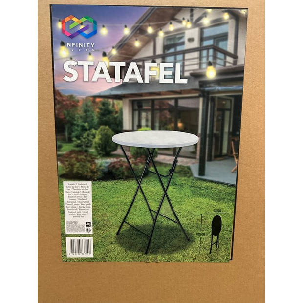 Infinity Goods Stevige Statafel Incl. Witte Statafelrok - Partytafel - Robuust en Weersbestendig - 80cm x 110cm -