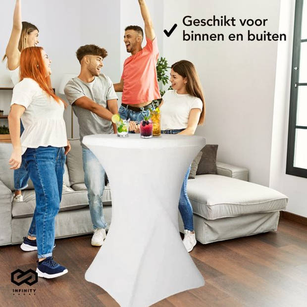 Infinity Goods 4x Stevige Statafel + 4x Witte Statafelrok - Partytafel - Robuust en Weersbestendig - 80cm x 110cm -