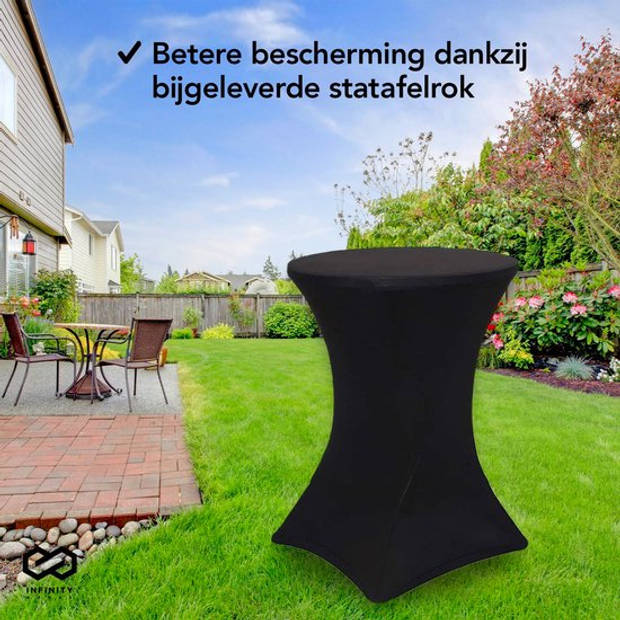 Infinity Goods 4x Stevige Statafel + 4x Zwarte Statafelrok - Partytafel - Robuust en Weersbestendig - Inklapbaar - 80cm