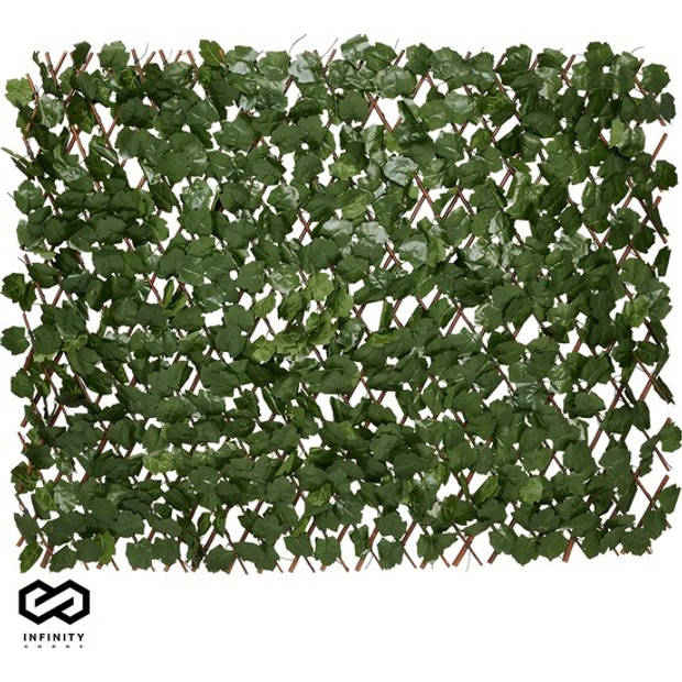 Infinity Goods Kunsthaag – Uitschuifbaar – 180 x 90 cm – Kunstklimop – Kunstplanten Voor Buiten En Binnen – Namaak Plant