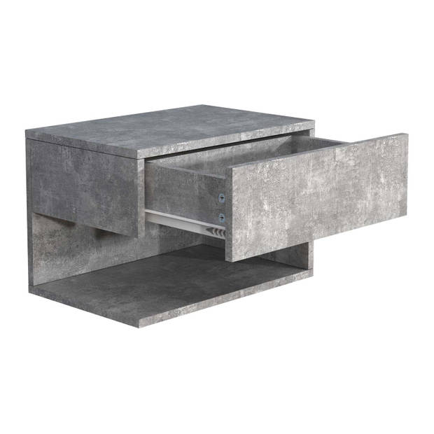 UsalXL45 nachtkastje wandmontage 1 lade 1 plank beton decor.