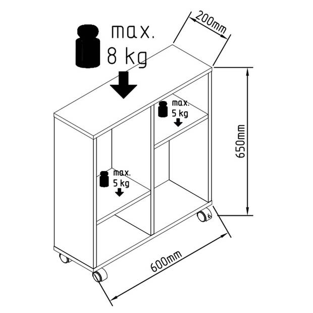 Dremala sidetable 4 planken wit.