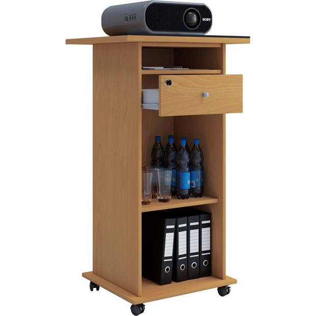 Neta kantoor wandkast voor projector 1 lade 2 planken beuken decor.