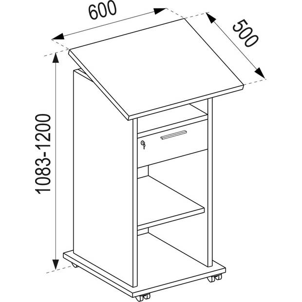 Neta kantoor wandkast voor projector 1 lade 2 planken beuken decor.