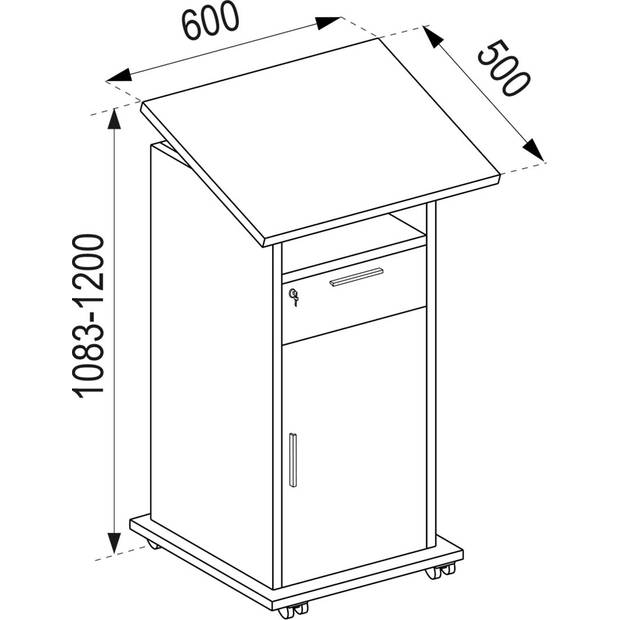 Neta kantoor wandkast voor projector 1 deur 1 lade zwart.