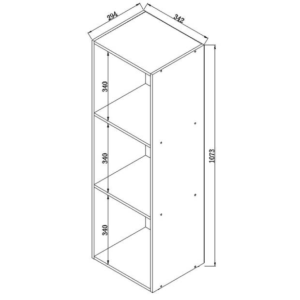 Offas3 kantoor wandkast 3 planken nootboom decor.