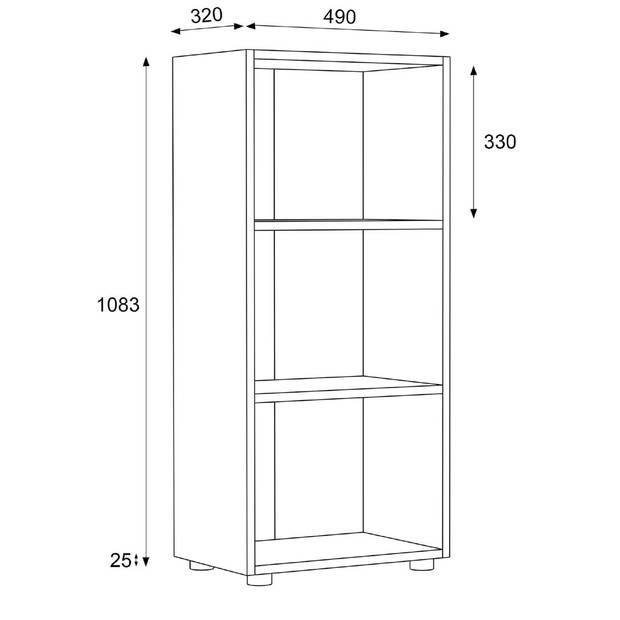 Ulas3 kantoor wandkast 3 planken antraciet.