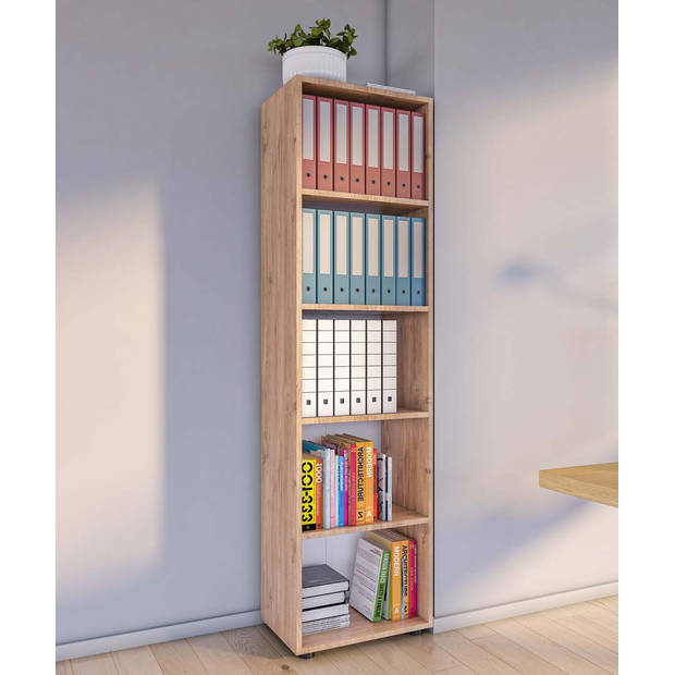 Ulas5 kantoor wandkast 5 planken eik decor.