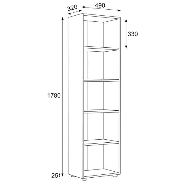 Ulas5 kantoor wandkast 5 planken eik decor.