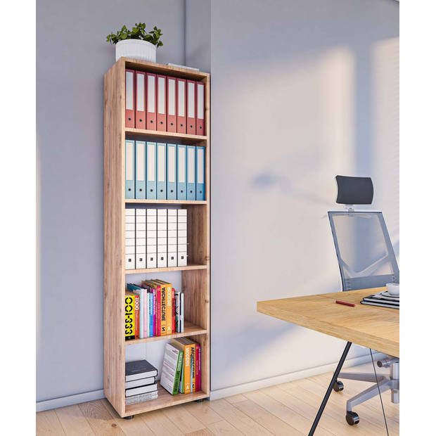 Ulas5 kantoor wandkast 5 planken eik decor.