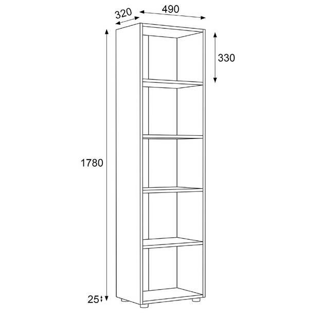 Ulas5 kantoor wandkast 5 planken antraciet.