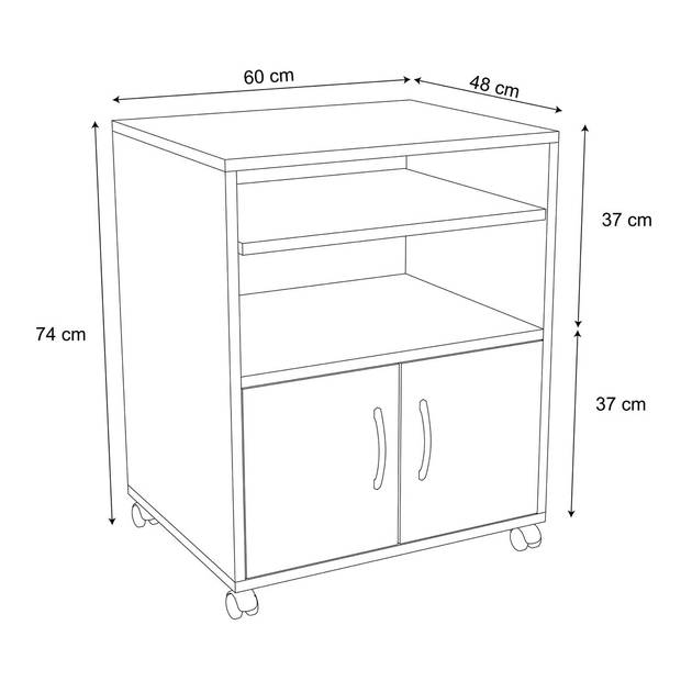 Milasi ladecassette 2 deuren 2 planken antraciet.