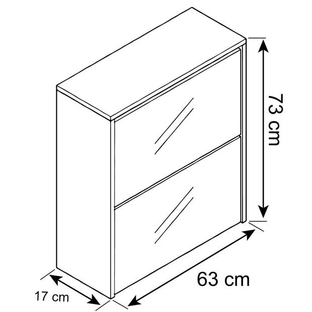 StidoL schoenenkast 2 kleppen spiegel wit.