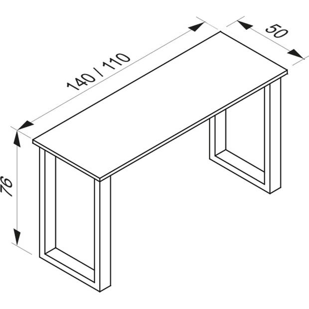 XonaU eetkamertafel 110x50cm wit, zilverkleurig.