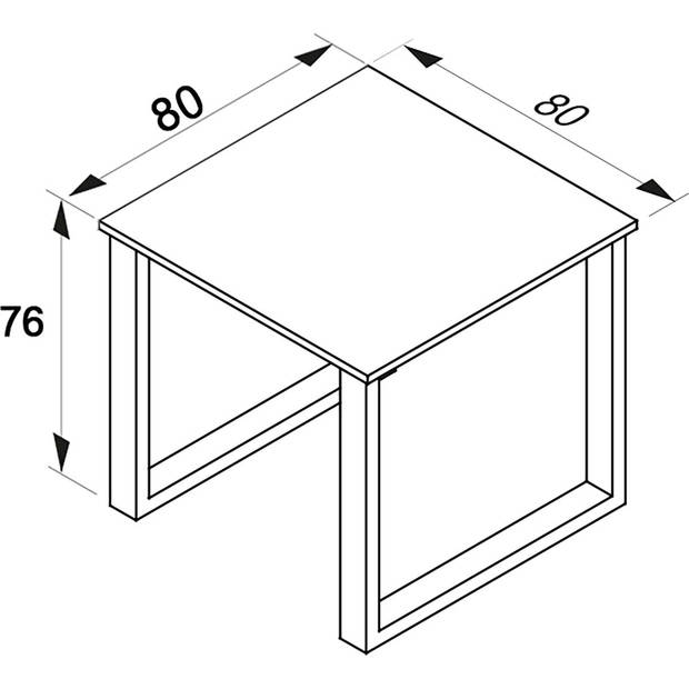 XonaU eetkamertafel 80x80cm eik decor, zilverkleurig.