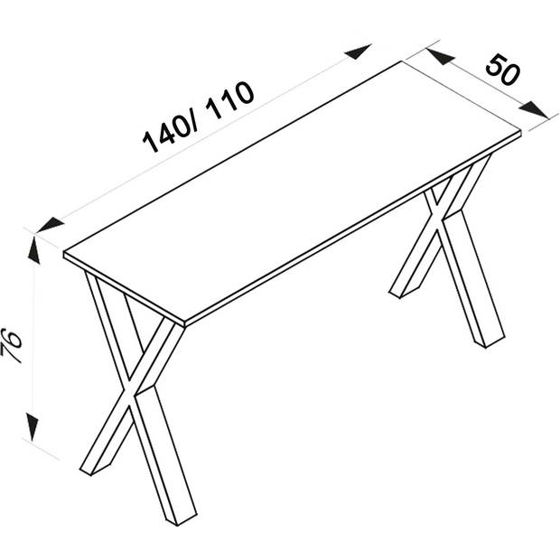 XonaX eetkamertafel 110x50cm wit, zwart.