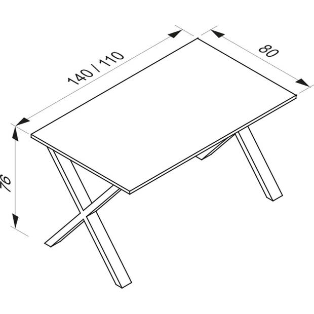 XonaX eetkamertafel 110x80cm wit, zilverkleurig.