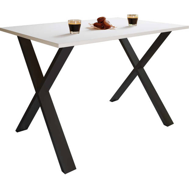 XonaX eetkamertafel 110x80cm wit, zwart.