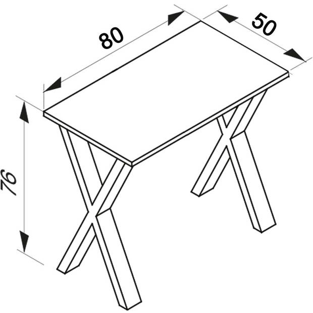 XonaX eetkamertafel 80x50cm wit, zilverkleurig.