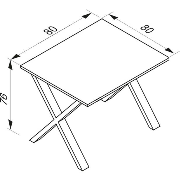 XonaX eetkamertafel 80x80cm eik decor, zilverkleurig.