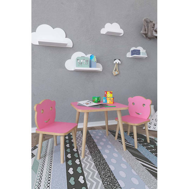 LiLuLa babykamer tafel en stoelen roze.