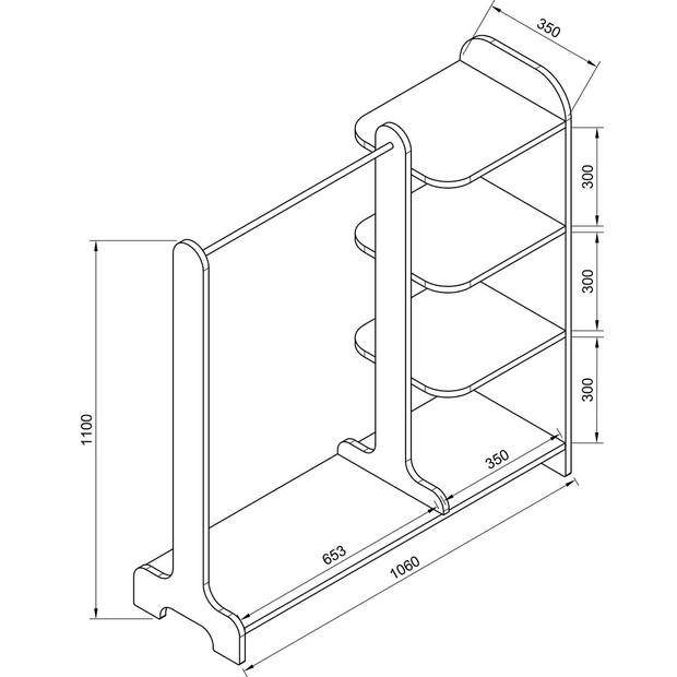 Lempu kledingkast kast met ophangstang 4 planken antraciet.