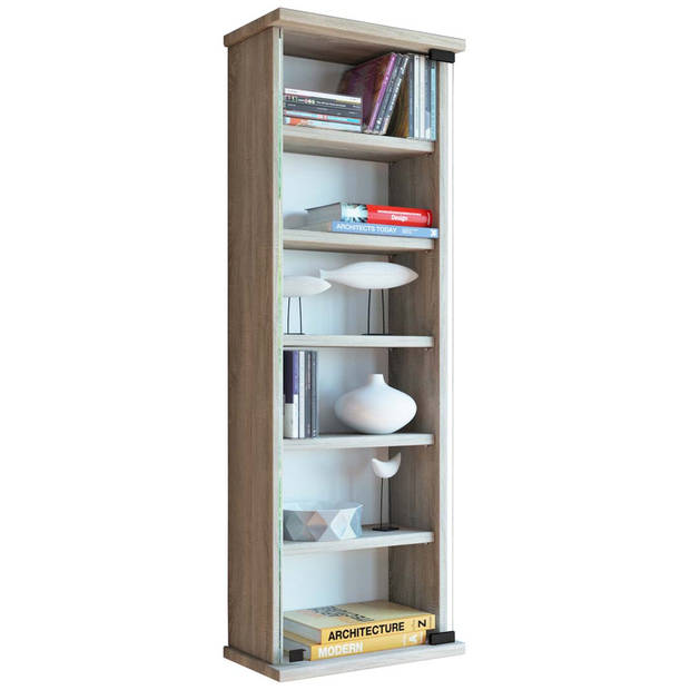 Loposa wandkast CD,DVD opslag 150 CD 6 planken eik decor.