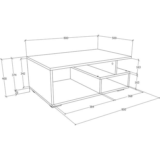 Sulas salontafel 4 planken wit.