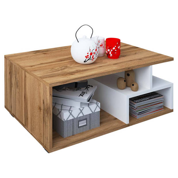 Sulas salontafel 4 planken wit, eik decor.